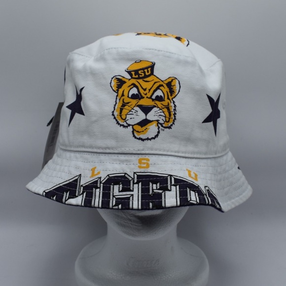 '47‎ Brand LSU Tigers Womens Energize Bucket Hat NCAA OSFM White Purple Gold NWT